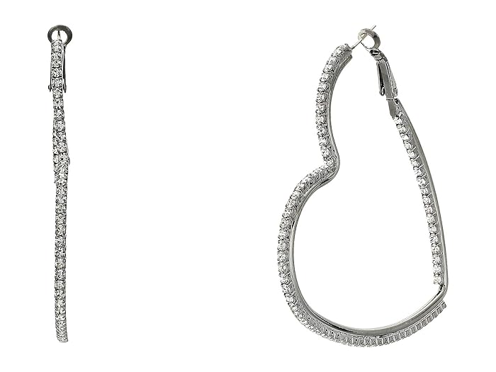 Kenneth Jay Lane  Gunmetal/Crystal Open Heart Post Earrings (Gunmetal/Crystal) Earring