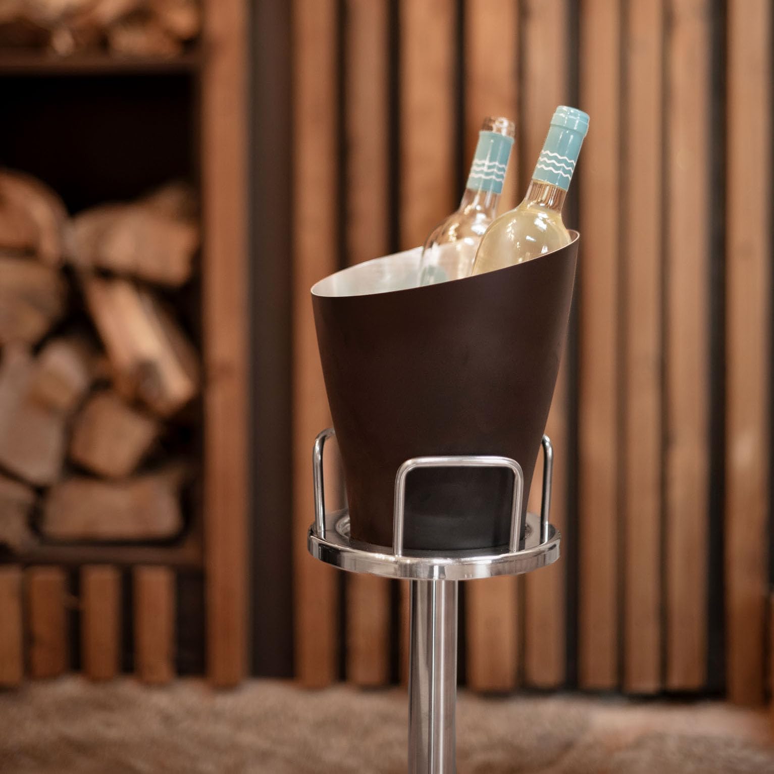 KOALA Pie de Cubitera de Acero Inoxidable para Vino y Champán | Soporte estable compatible con cubiteras y champaneras de Ø20 cm, ideal para hostelería, catering y eventos