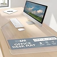 Vista 1 de Ilyapa Tapete de escritorio de oficina, tapete texturizado transparente, 47 x 23 pulgadas, protector de escritorio de plástico transparente