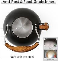 Vista 5 de LONFFERY Tetera para estufa, hervidor de té silbante de 2.5 cuartos de galón, con mango plegable de acero inoxidable de grado alimenticio