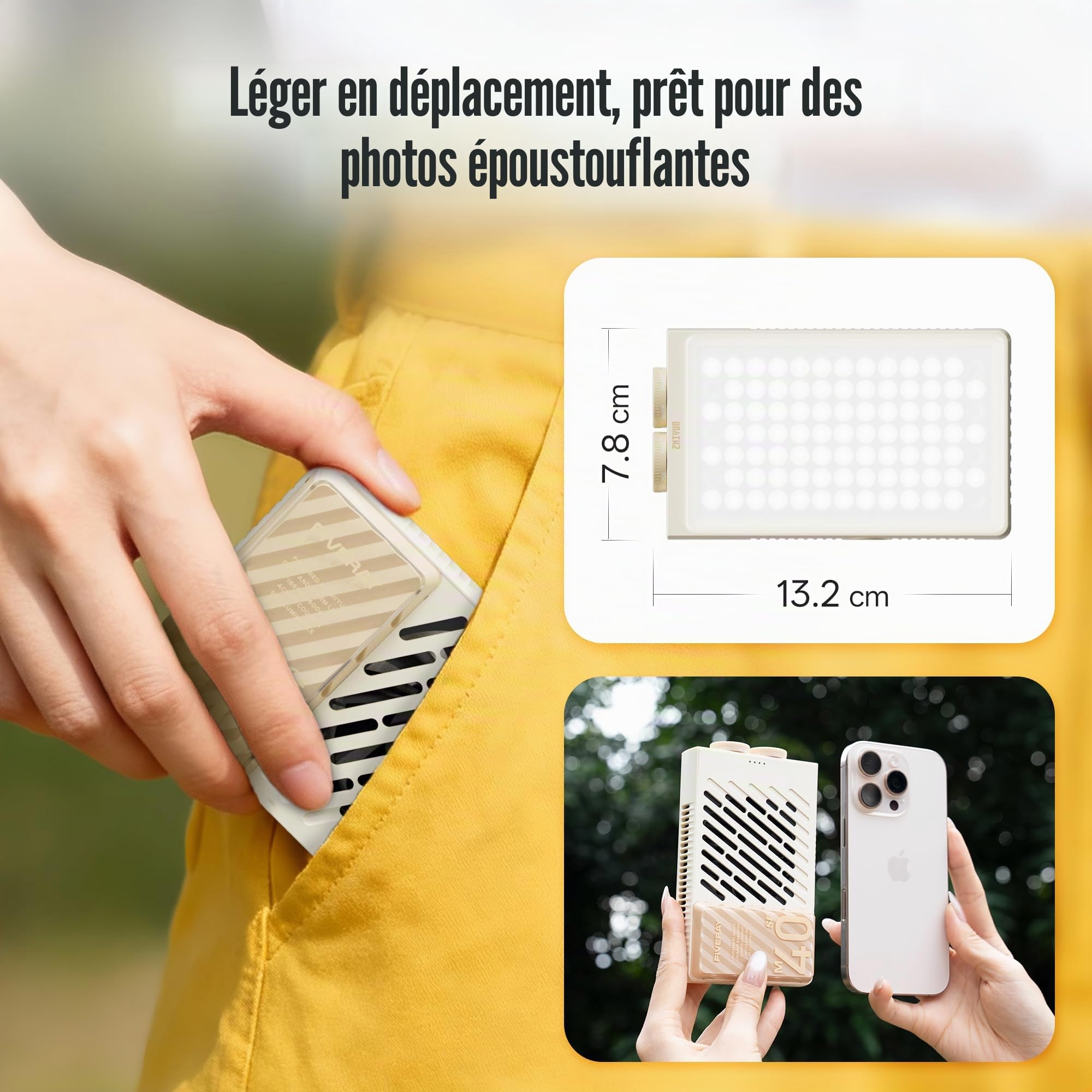 ZHIYUN FIVERAY M40 SE Combo [Official] Panneau LED, 17100 Lux, 2700–8500K, CRI≈95, TLCI ≥ 97, 84 LEDs, 250g, Lumière Vidéo Portable pour Youtube TikTok Livestream