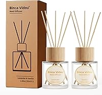 Binca Vidou Lavender & Vanilla Reed Diffuser Set - Natural Scent Oil Diffusers with Sticks for Home Office Bathroom Aromatherapy, 1.69oz x2