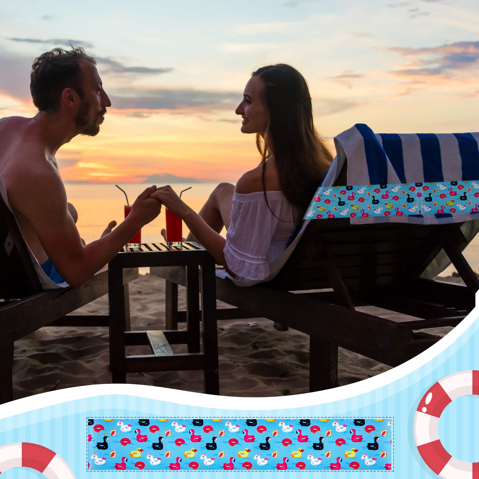 8 Handtuchbänder Für Strandstühle – Elastisch, Windfest, Mit Niedlichen Mustern (30 X 5 Cm)