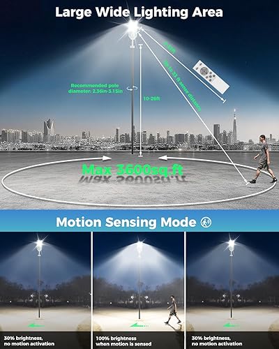 Miniatura 7 de AIKVSXER L-8500W - Farolas solares para exteriores, luz comercial de estacionamiento del atardecer al amanecer, 6500 K, impermeable, IP67, luces de