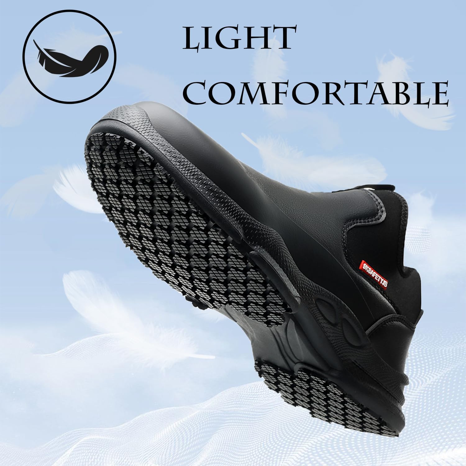 PJZHJ Non Slip Work Shoes Water & Oil Resistant Food Service Shoes Comfortable Slip-On Chef Footwear for Restaurant Hospital - Image 4