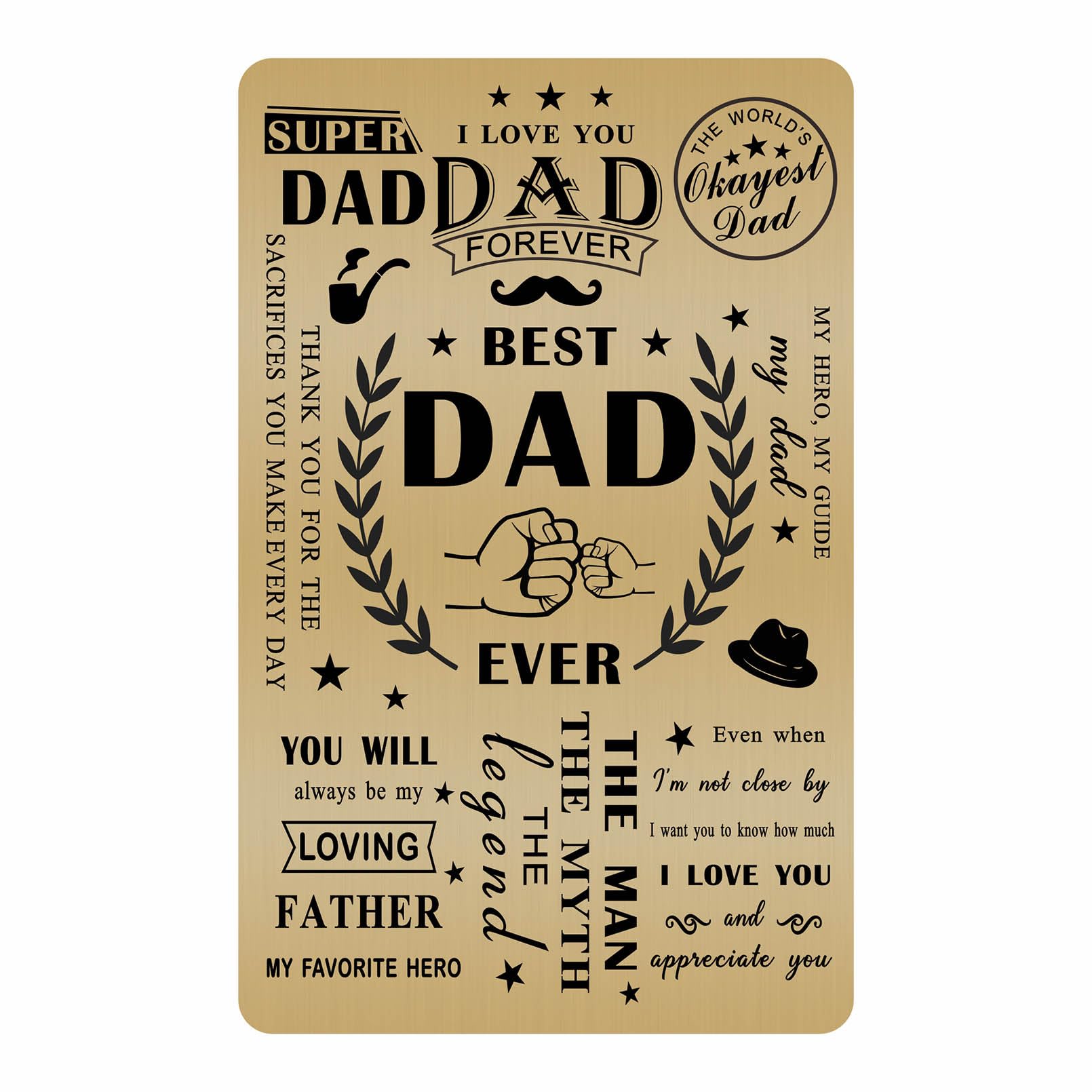 Emideary Best Dad Ever Gifts - Hero Dad Card - Thank You Dad - Brass Engraved Wallet Card Inserts for Dad - Father Daughter Gift - Fathers Day