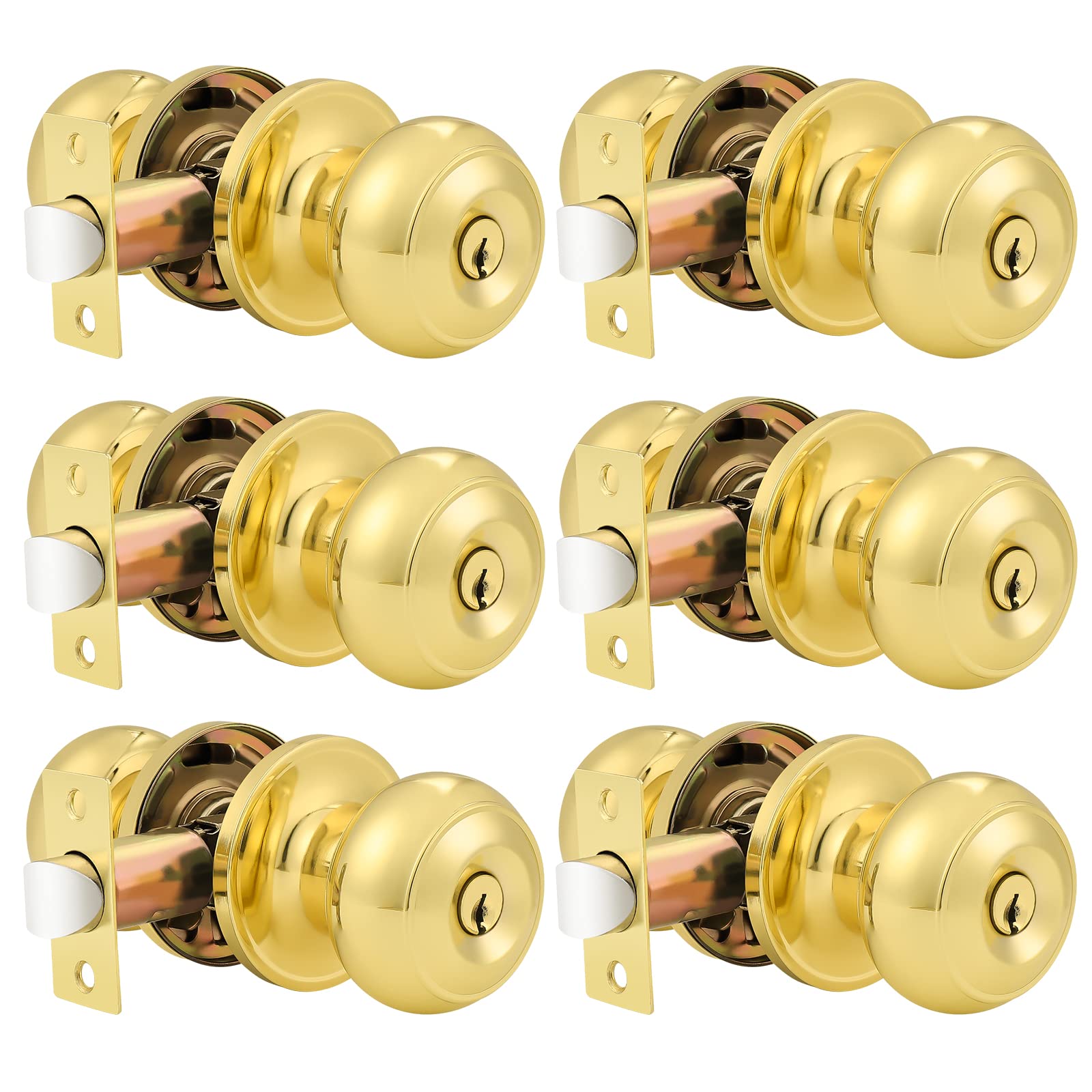 Antique Brass Door Knobs - Keyed Alike Lockset (Pack of 3) -30