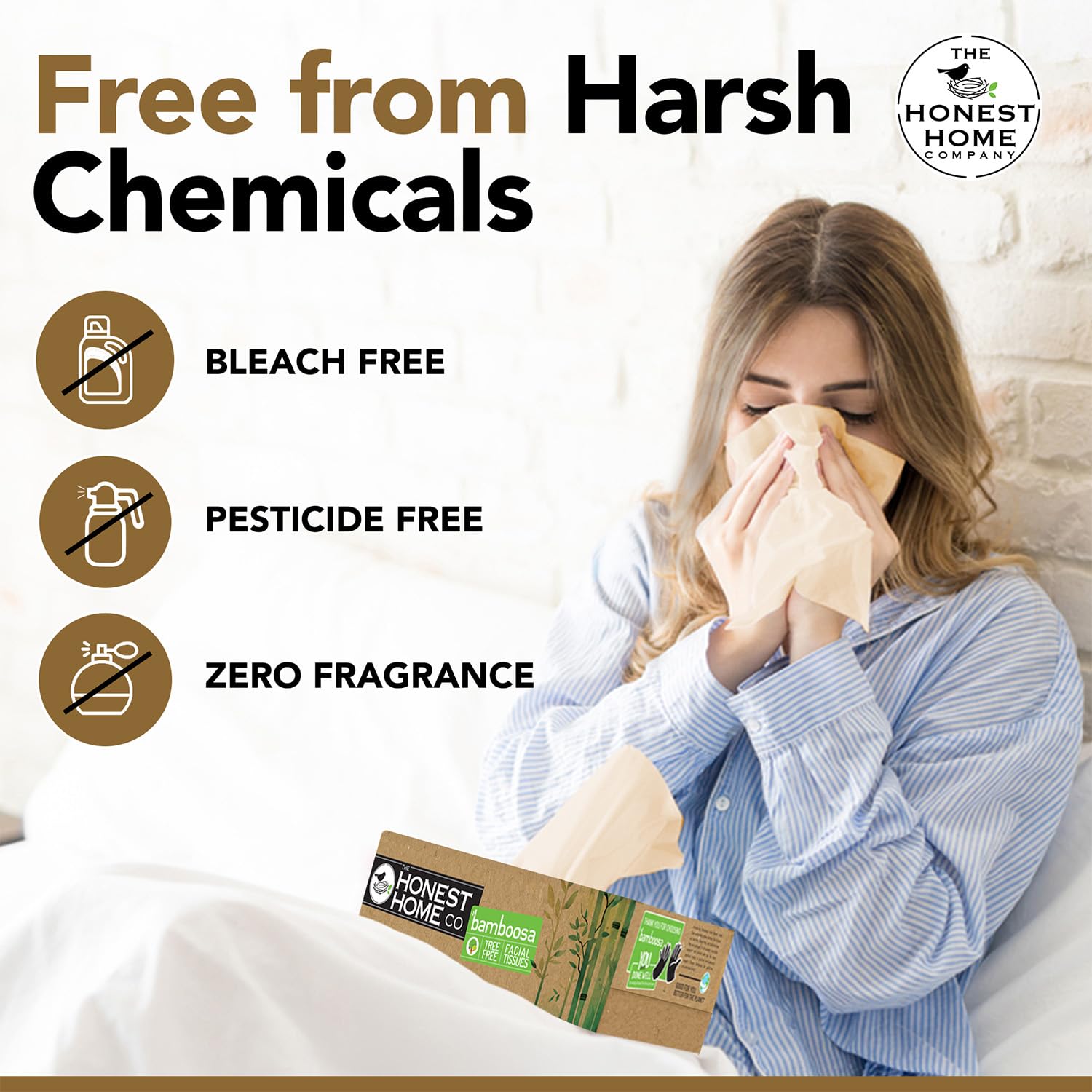 Honest Home 2-Ply Bamboo Facial Tissue Paper Box | 800 Pulls | 200 Pulls x 4 Boxes | Soft And Highly Absorbent | 100% Natural - Image 7 thumbnail