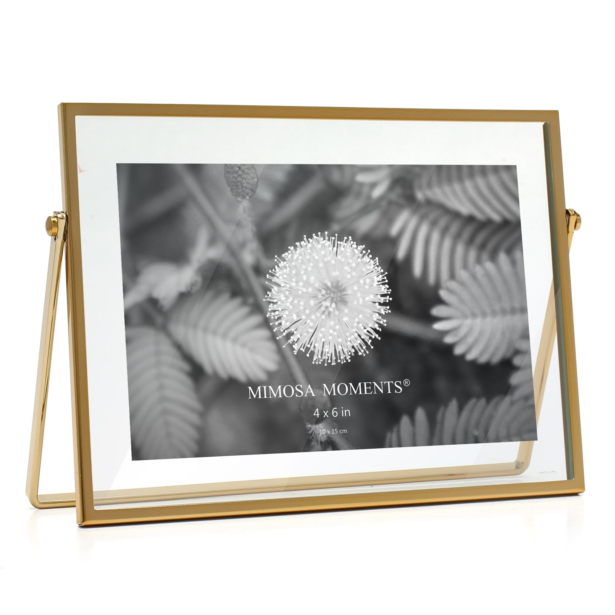 MIMOSA MOMENTS Gold Metal Floating Picture Frame (Gold, 4x6 horizontal)