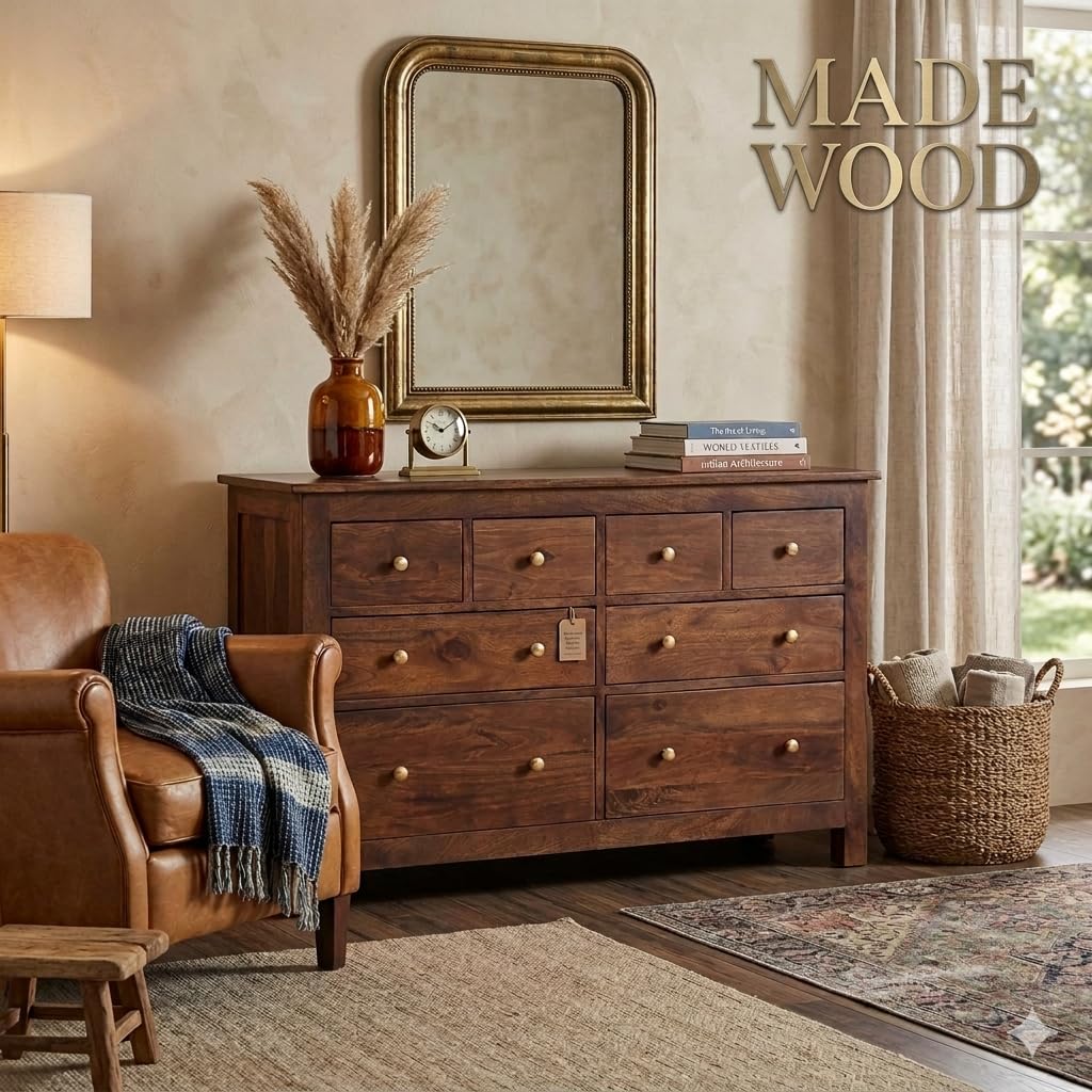 MADE WOOD Omni Chest of Drawers Wooden (Provincial Teak, Sheesham Wood)-image-18