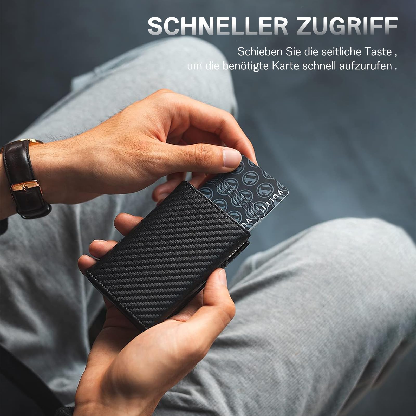 skórzany portfel męski Slim z kieszenią na monety etui na karty mały/mini z ochroną RFID etui na karty portfel czarny węglowy inteligentny portfel męski