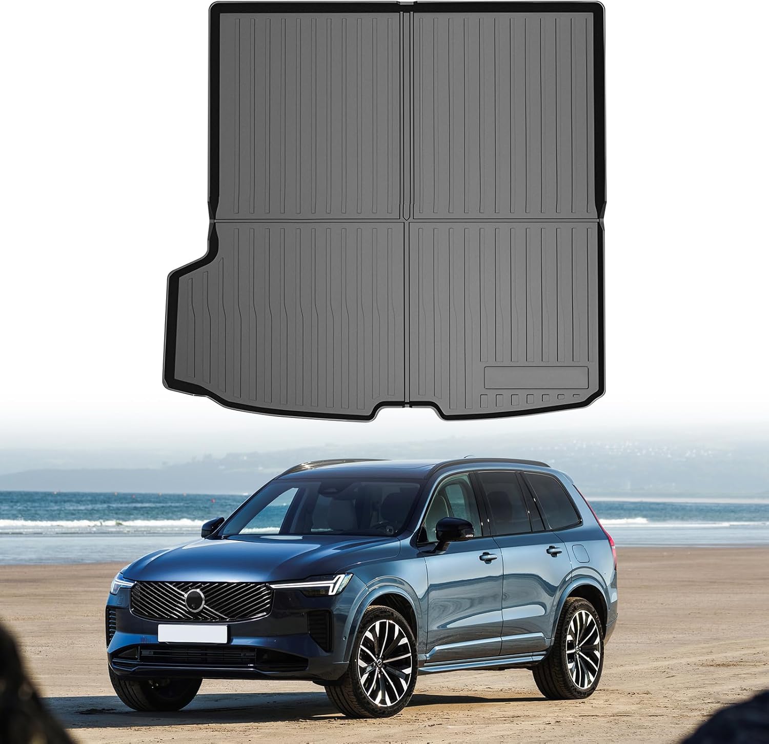 FIILINES Cargo Mat for Volvo XC90 2016-2026 Trunk Mat All Weather Waterproof Odorless Trunk Cargo Liner XC90 Accessories Black