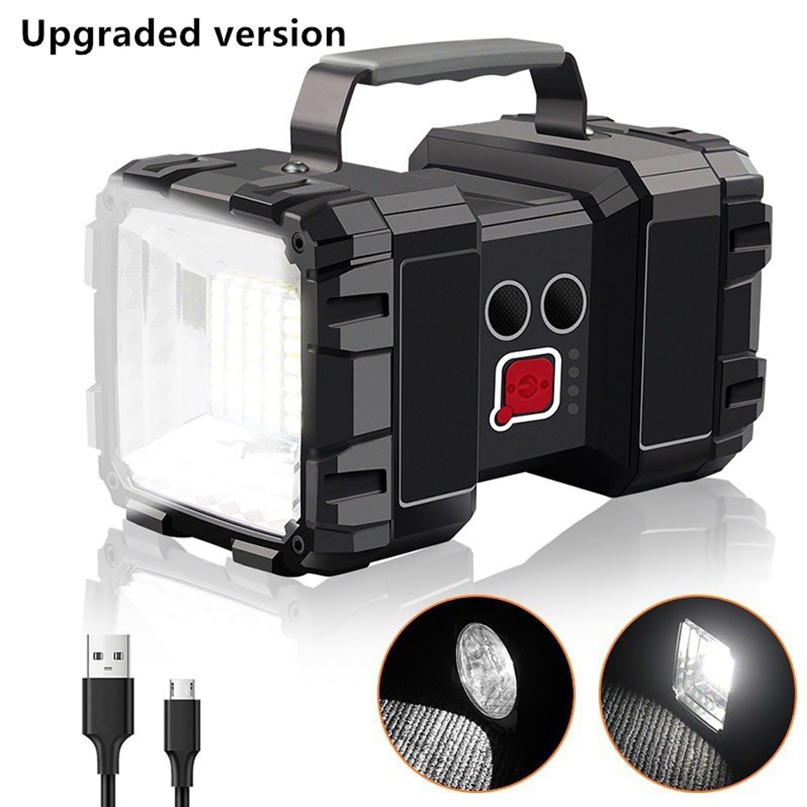 Linterna de Camping LED, Antorcha Recargable, Luz de Camping Linterna multifunción de 4800 mAh, Linterna LED Linterna de Mano Potente a Prueba de Agua, para Acampar, Uso en el Trabajo en casa black