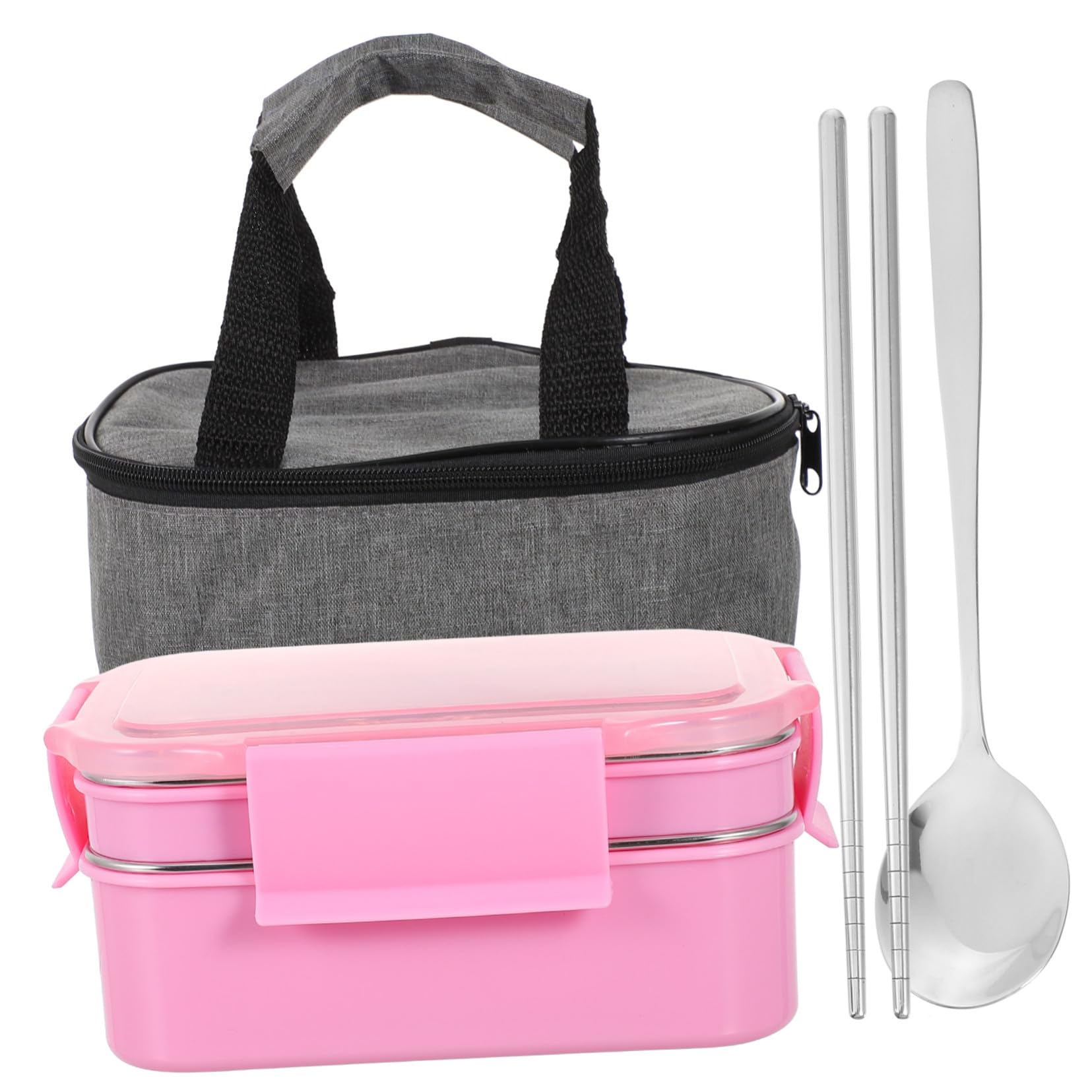 OUNONA Boîte à Bento à Compartiments Lunch Box Isotherme en Acier Inoxydable et Pp à Compartiments Séparés pour Déjeuners Travail