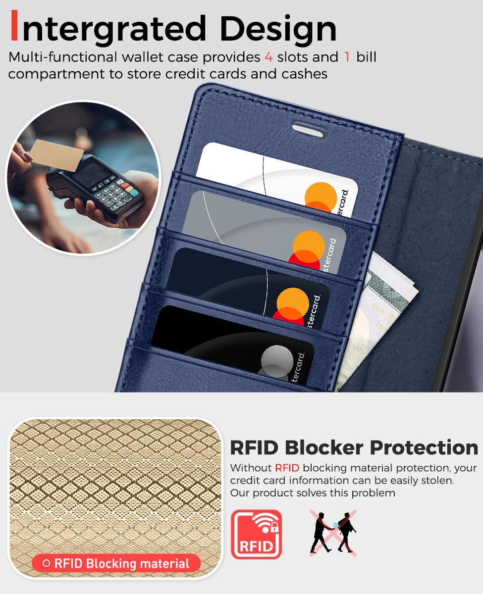 OCASE for Samsung Galaxy S24 Ultra Detachable Wallet Case with Card Holder, [2 in 1] PU Leather Flip Folio Case with RFID Blocking Magnetic Stand Shockproof Phone Cover 6.8 Inch 2024, Blue