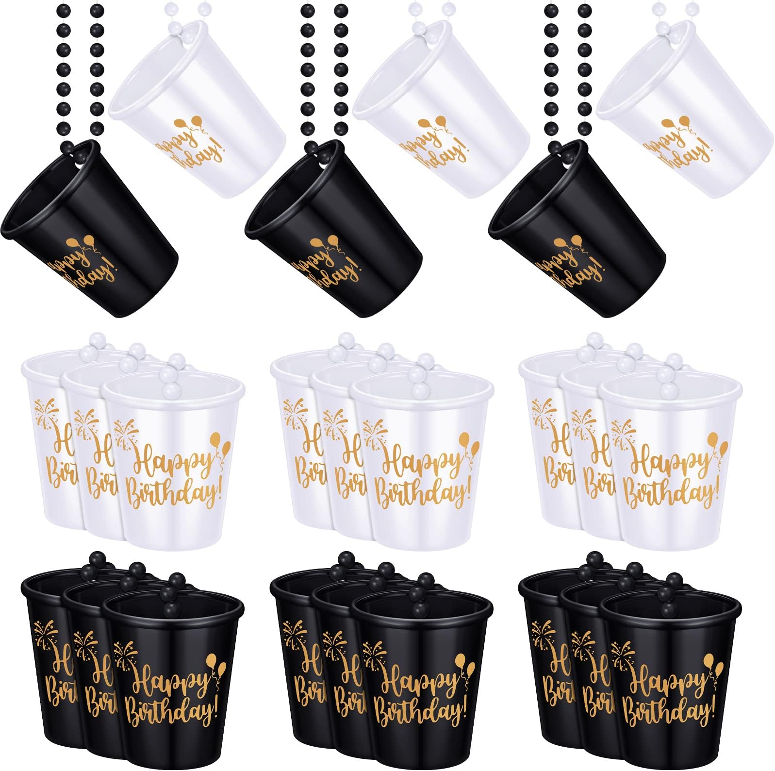 Sureio 24 Pack Shot Glass on Beaded Necklace Shot Glass Necklaces Plastic Shot