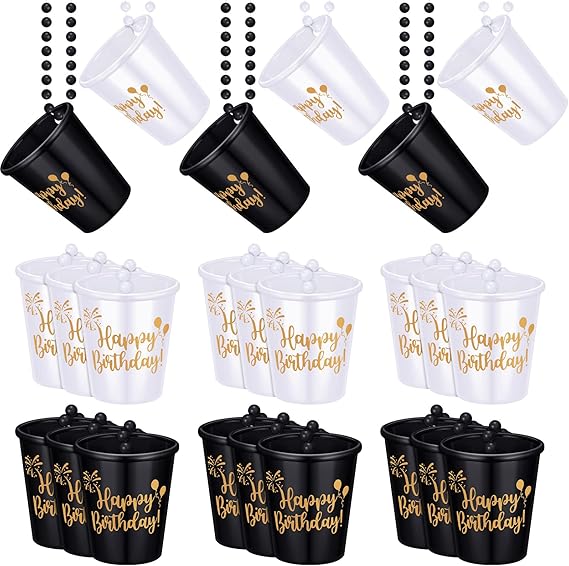 Sureio 24 Pack Shot Glass on Beaded Necklace Shot Glass