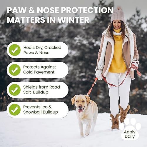 Miniatura 7 de Bálsamo para patas y nariz de perro seguro para lamer con aceite de coco  Protector contra la sal de las carreteras en invierno y el pavimento frío