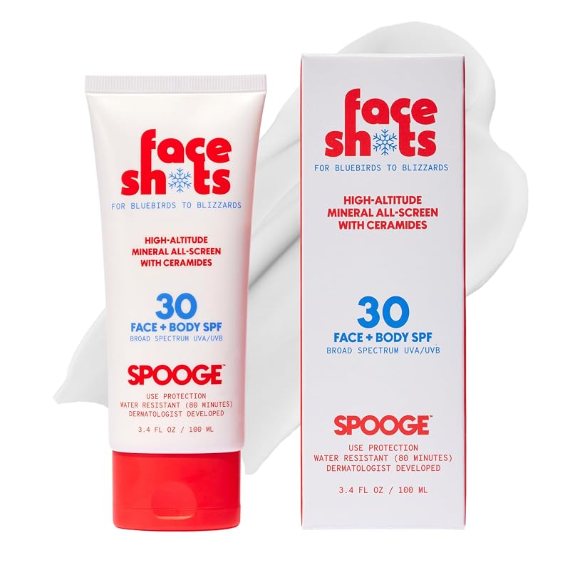 Protetor solar facial mineral SPOOGE Face Shots FPS 30 com óxido de zinco, 50 mL