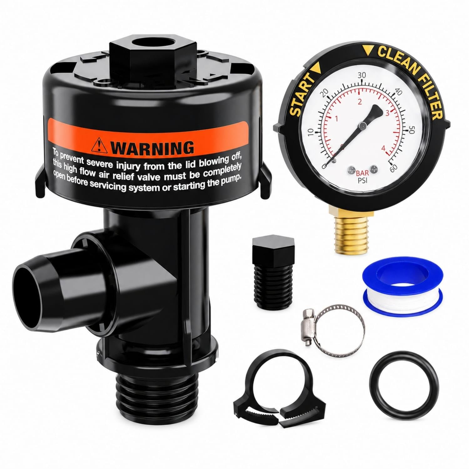 Replacement Air Relief Valve with Pressure Gauge High Flow Pool Filter Air Relief Valve Threaded Heavy Duty for Maintenance Technicians-image-11
