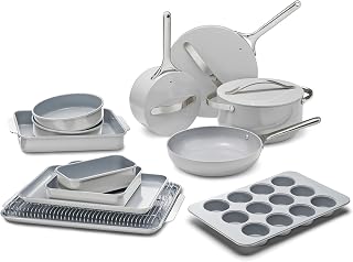 23-Piece Nonstick Ceramic Cookware & Bakeware Set – Pots, Frying Pans, Lids, Baking Sheets, Pans, Cooling Rack & Storage – Oven Safe, Non-Toxic – Compatible with All Stovetops - Gray