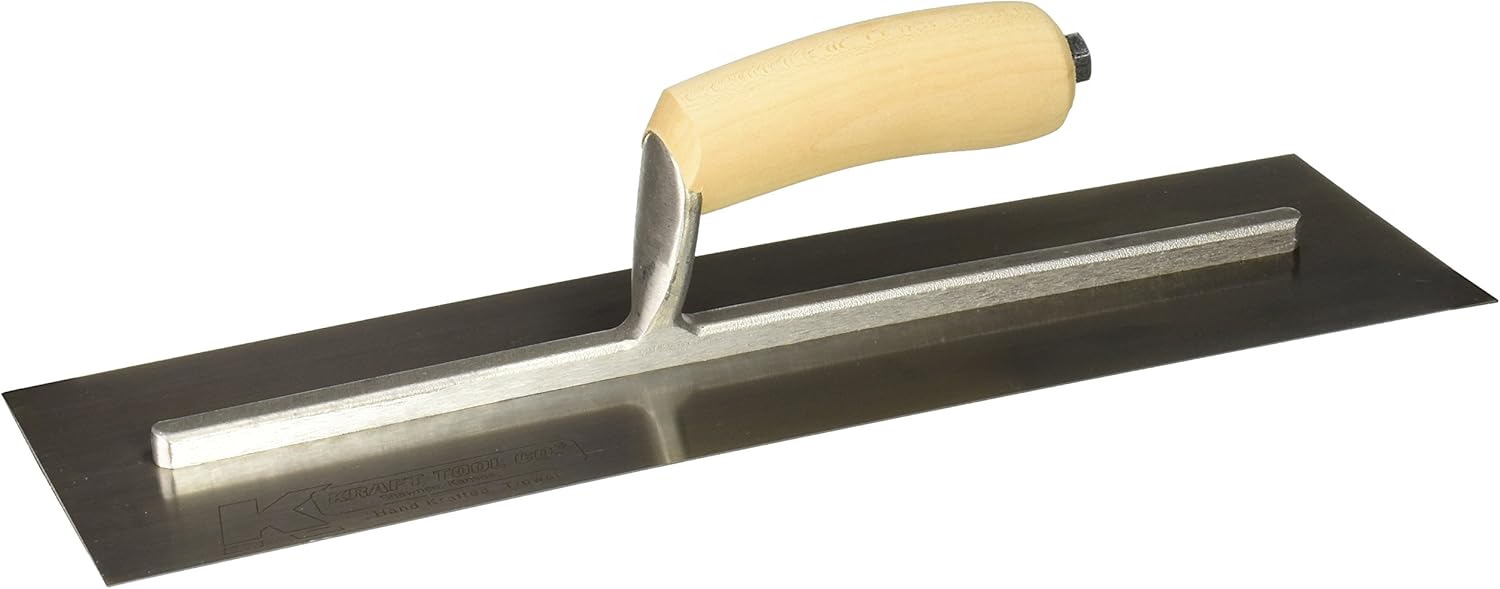 Kraft Tool DW516SS Stainless Steel Drywall Trowel with Straight Wood Handle, 16 x 4-1/2-Inch