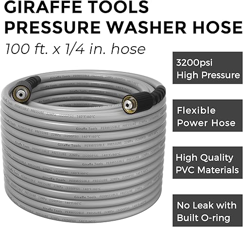 Miniatura 2 de Giraffe Tools Manguera de lavado a presión para lavadora a presión, manguera de lavado a presión flexible resistente a las torceduras de 3200 PSI,