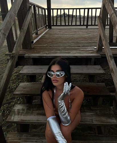 Vista 6 de LIKSMU Gafas de sol envolventes de moda urbana para mujeres y hombres, Swift ovaladas de moda Y2K