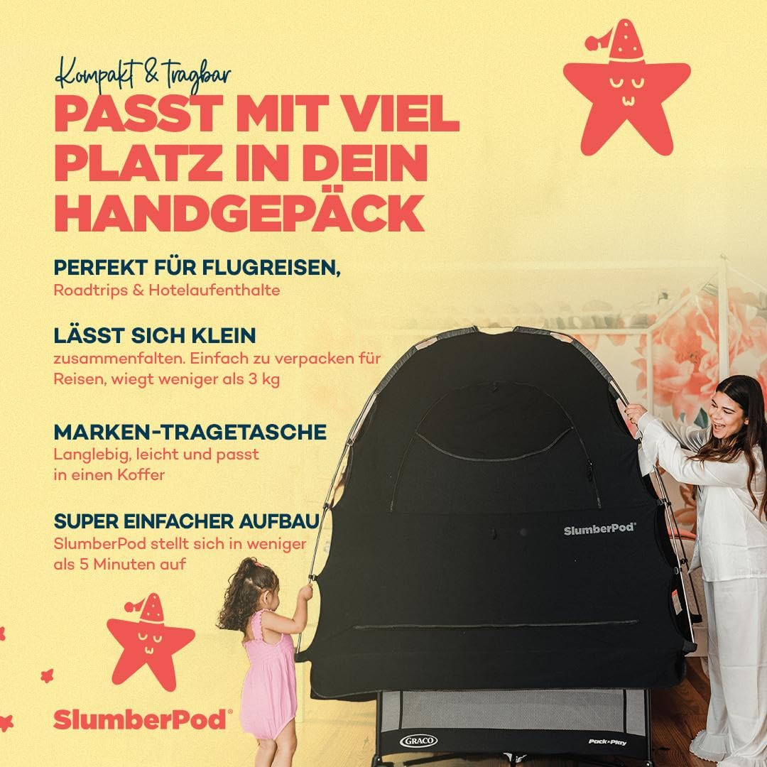 SlumberPod Portable Privacy Pod Blackout Canopy Crib Cover, Sleeping Space for Age 4 Months and Up with Monitor Pouch and Zipper, Blackout Cover, Travel Crib Canopy