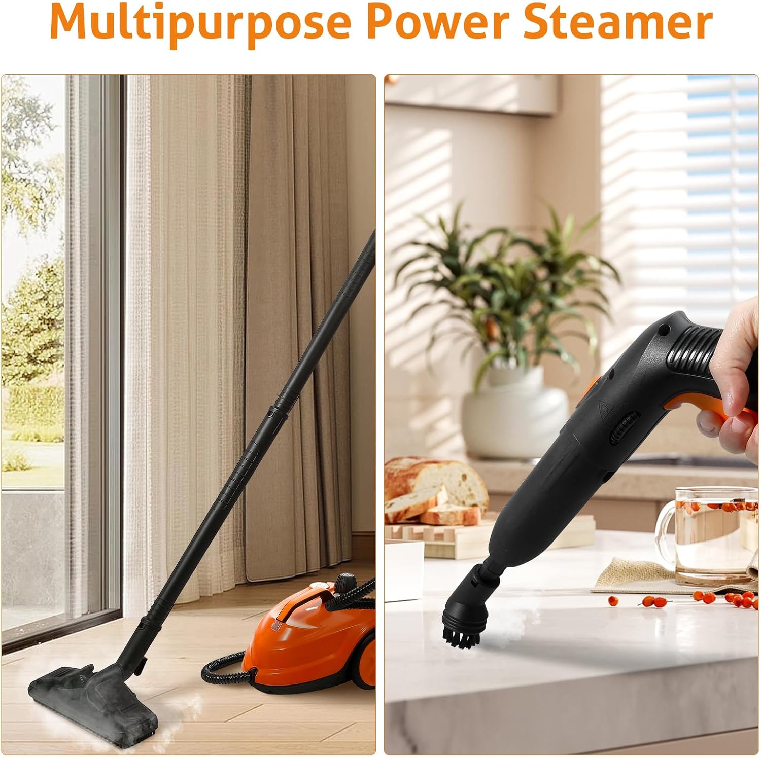 WICHEMI Steam Cleaner for Cleaning, 2500W High Pressure Steam Machine Handheld Steamer + 1800W Multipurpose High-Temp Floor Steam Mop Steam Cleaning Machine for Home Use Car Detailing