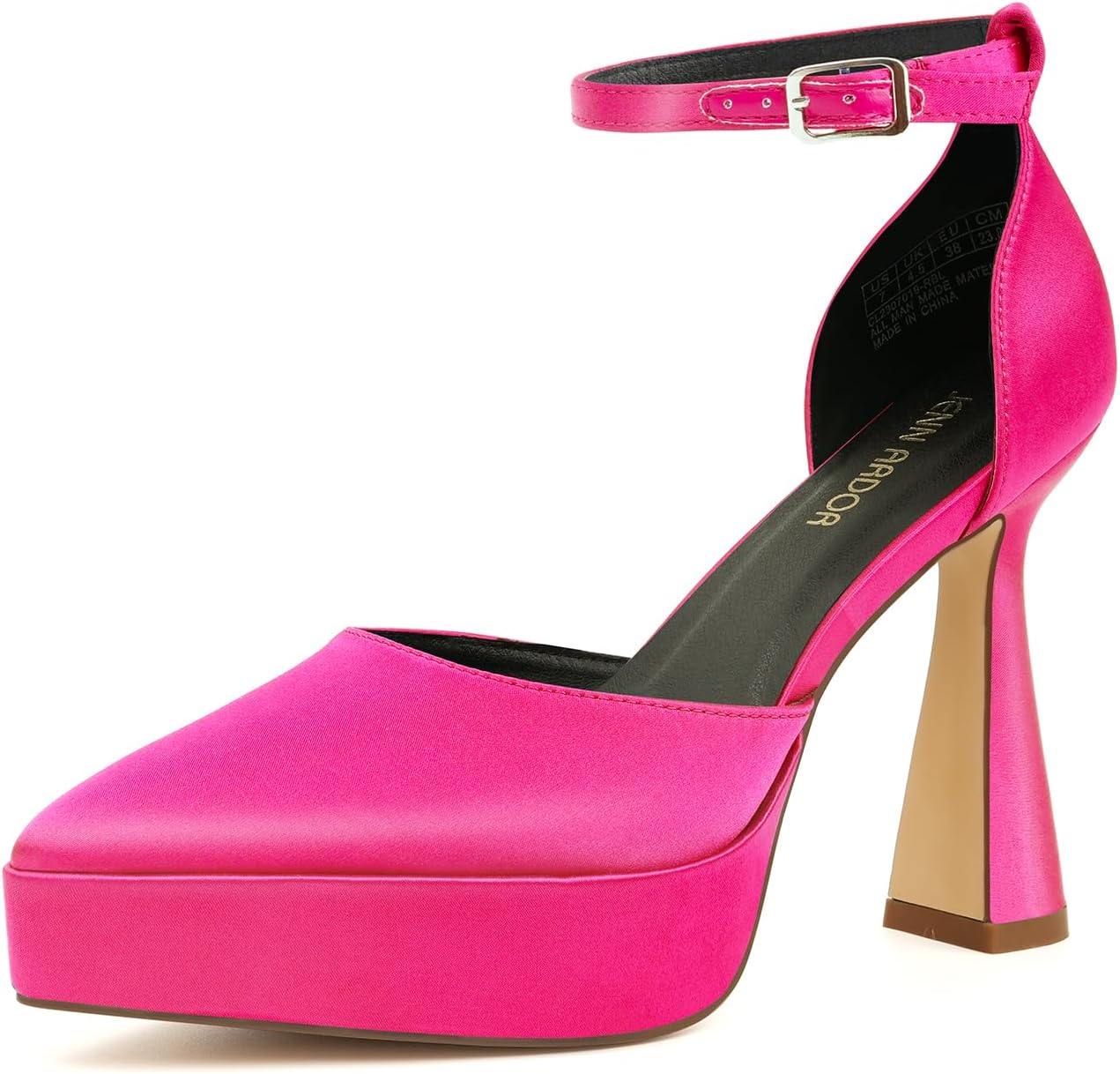 JENN ARDOR Women’s Chunky Platform High Block Heels Pointed Closed Toe Ankle Strap Comfortable Sexy Party Dress Wedding Pumps Shoes