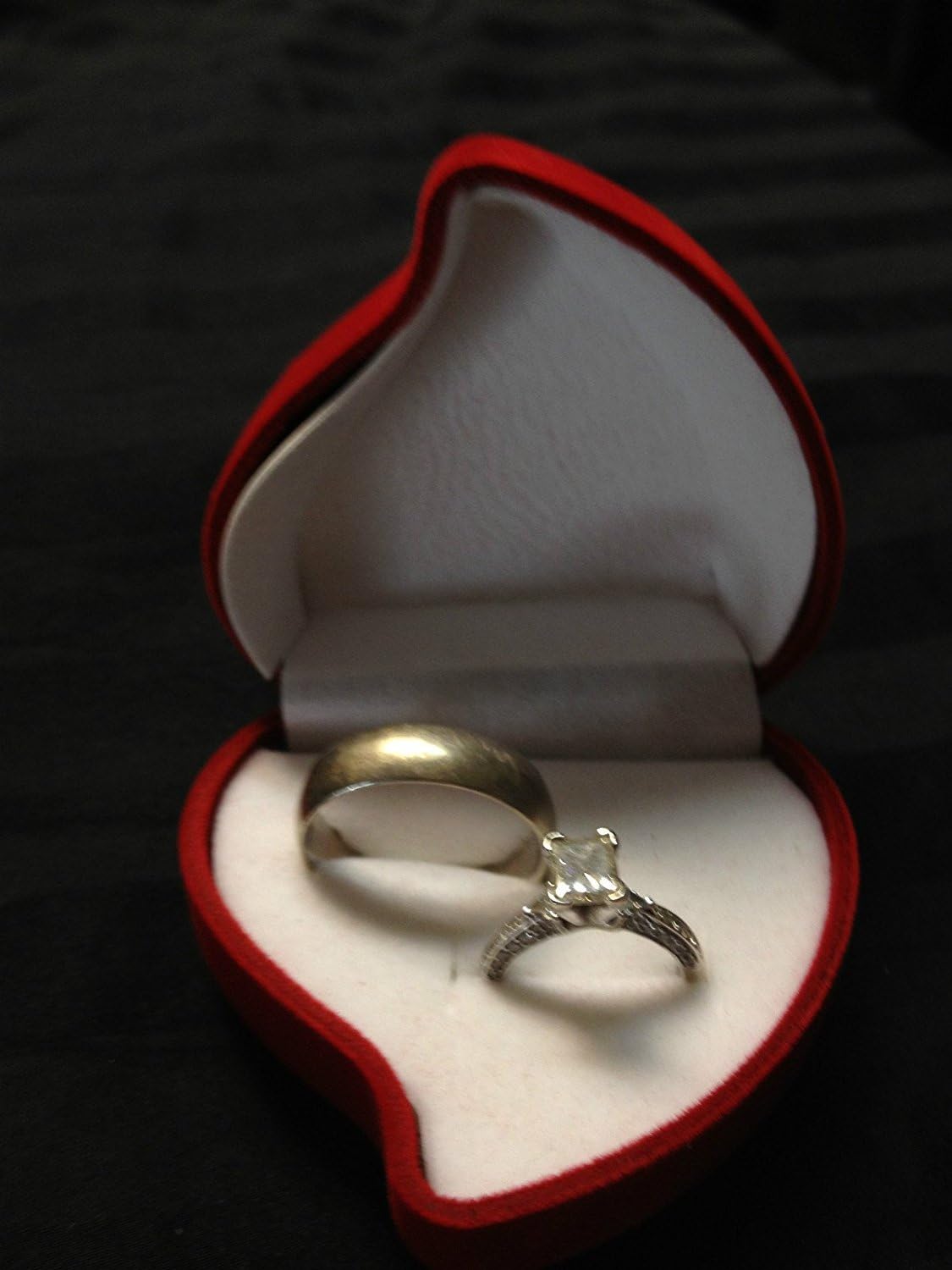 Rose - Romantic RED Promise Engagement Ring Heart 1 Shaped Jewelry Gift Box B3