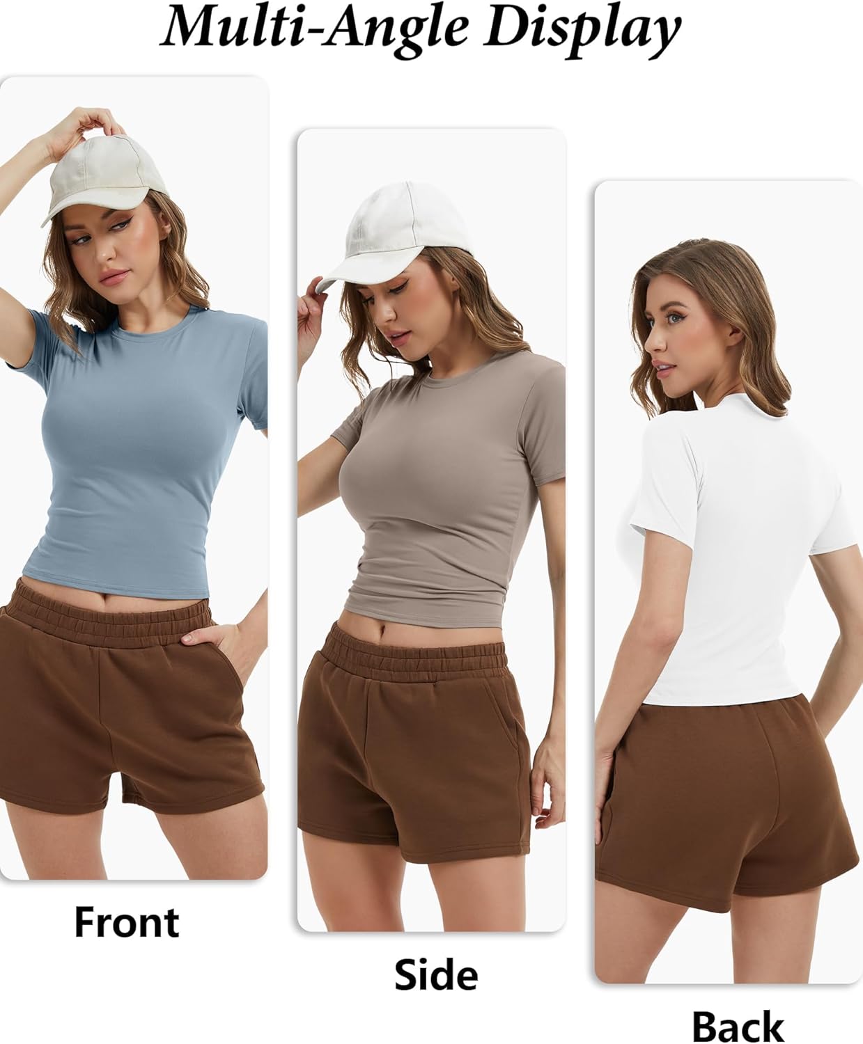 Dalavch 4 Pack Women's Workout Shirts Compression Short Sleeve Crew Neck Running Yoga Gym Athletic Fitted Crop T-Shirts Top - Image 6