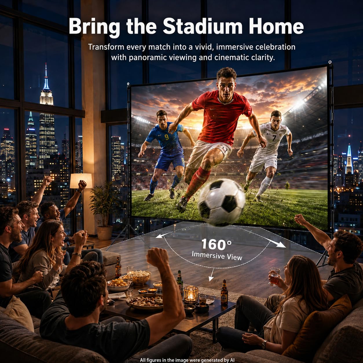 Pantalla Soporte para proyector,Towond Pantalla de proyeccion 120 Pulgadas para Interior y Exterior sin Arrugas 16:9 4K HD Pantalla de proyector de jardín Plegable para Noches de Cine en casa