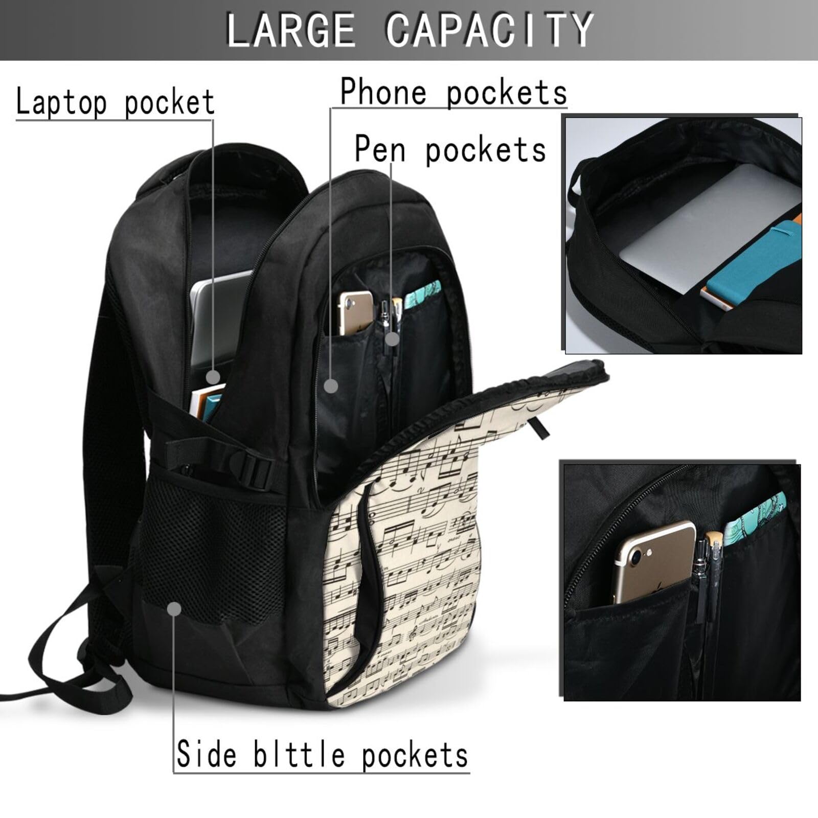 InOmak Noten, Reiserucksack, Freizeitrucksack, Schulrucksack, Laptop-Rucksack für Damen und Herren