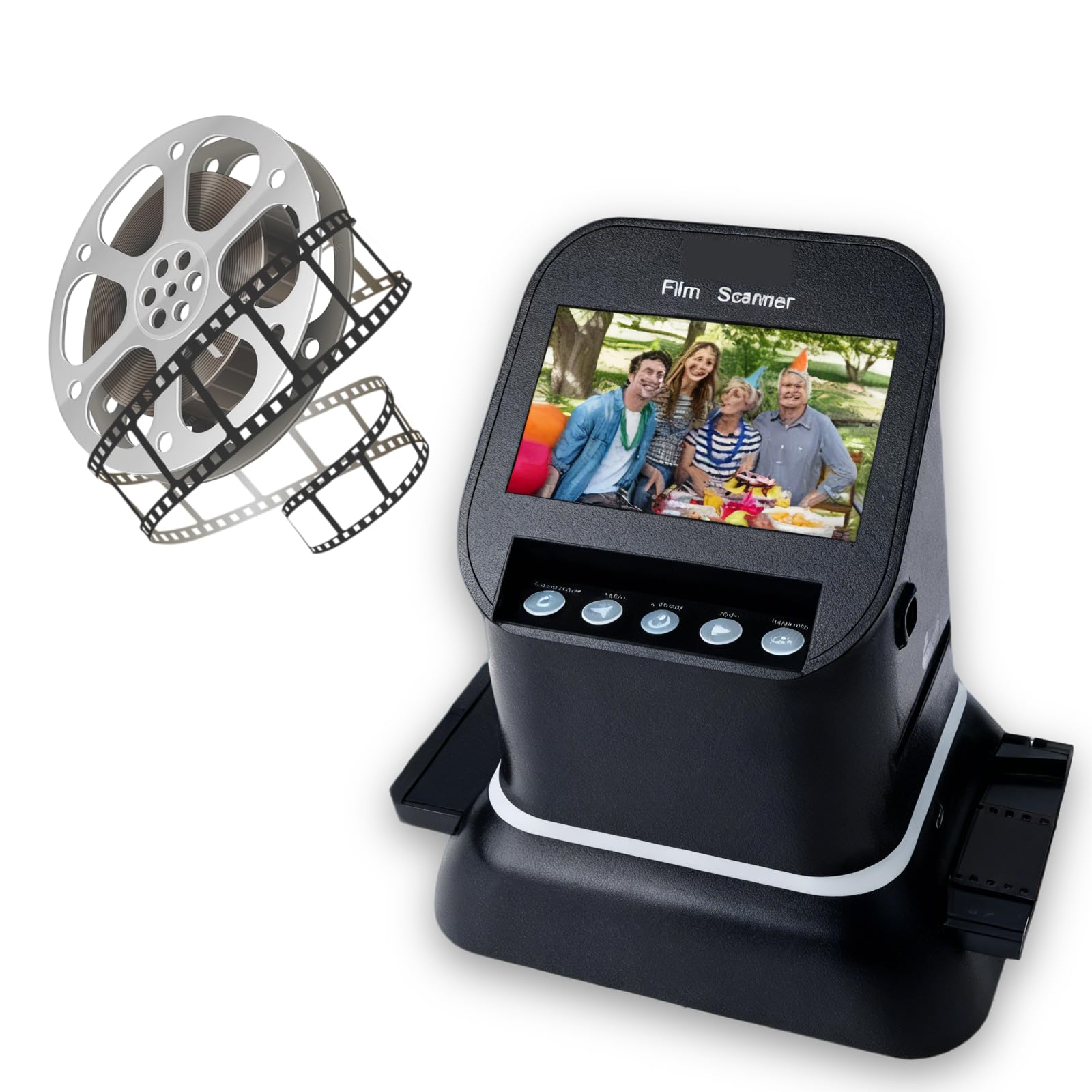 ZHENYUWANG Film/slide scanner with a 4.3-inch LCD screen, capable of converting 35mm, 135, 120, 126, and 127 negatives and slides into JPEG high-resolution digital photo archivists