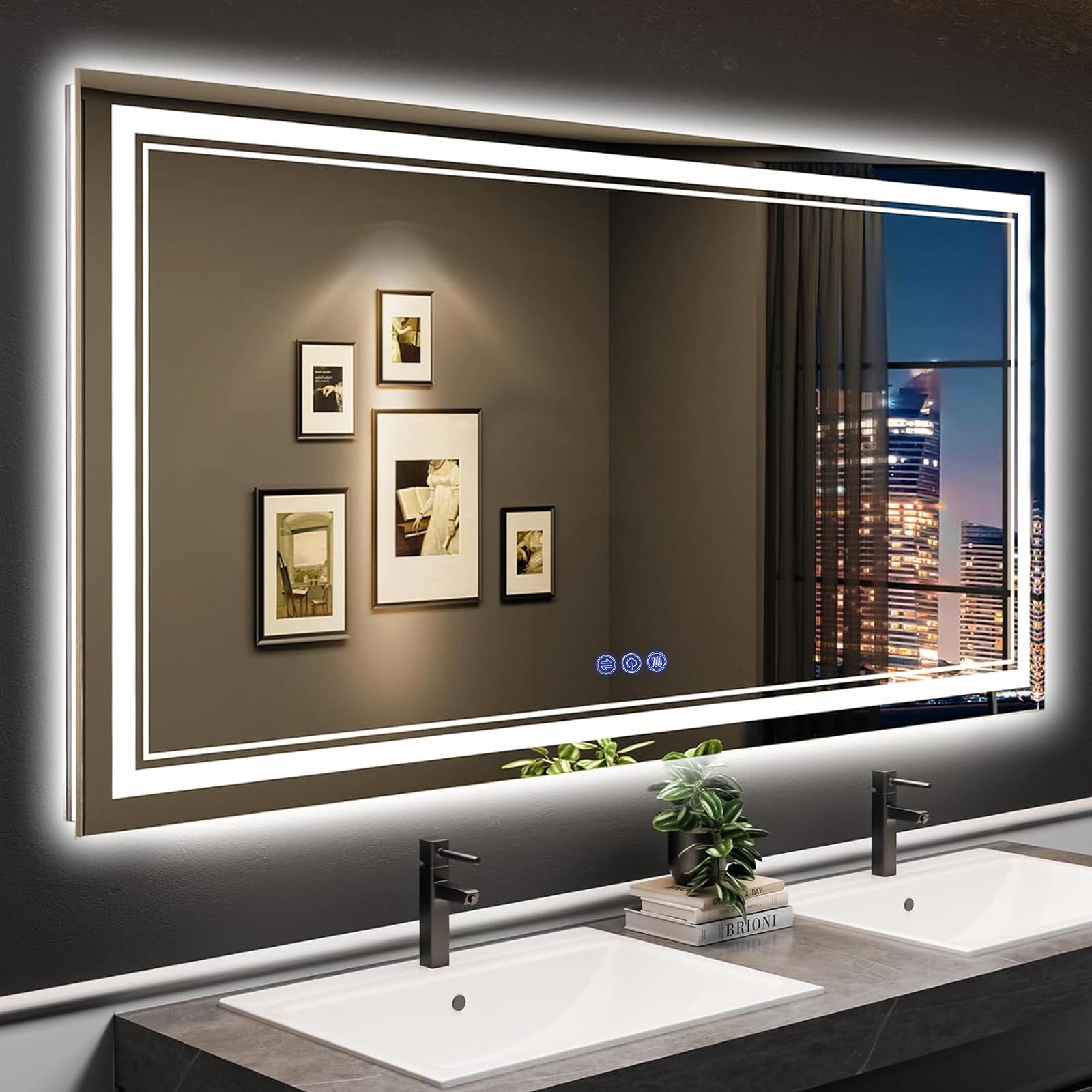 baklon Badspiegel mit Beleuchtung 150x70cm, Badezimmerspiegel Wandspiegel und Touch-Schalter, IP65-Led-Spiegel-Bad mit Speicherfunktion, 3 Farbtemperatur,Horizontal/Vertikal, HD Hartglas