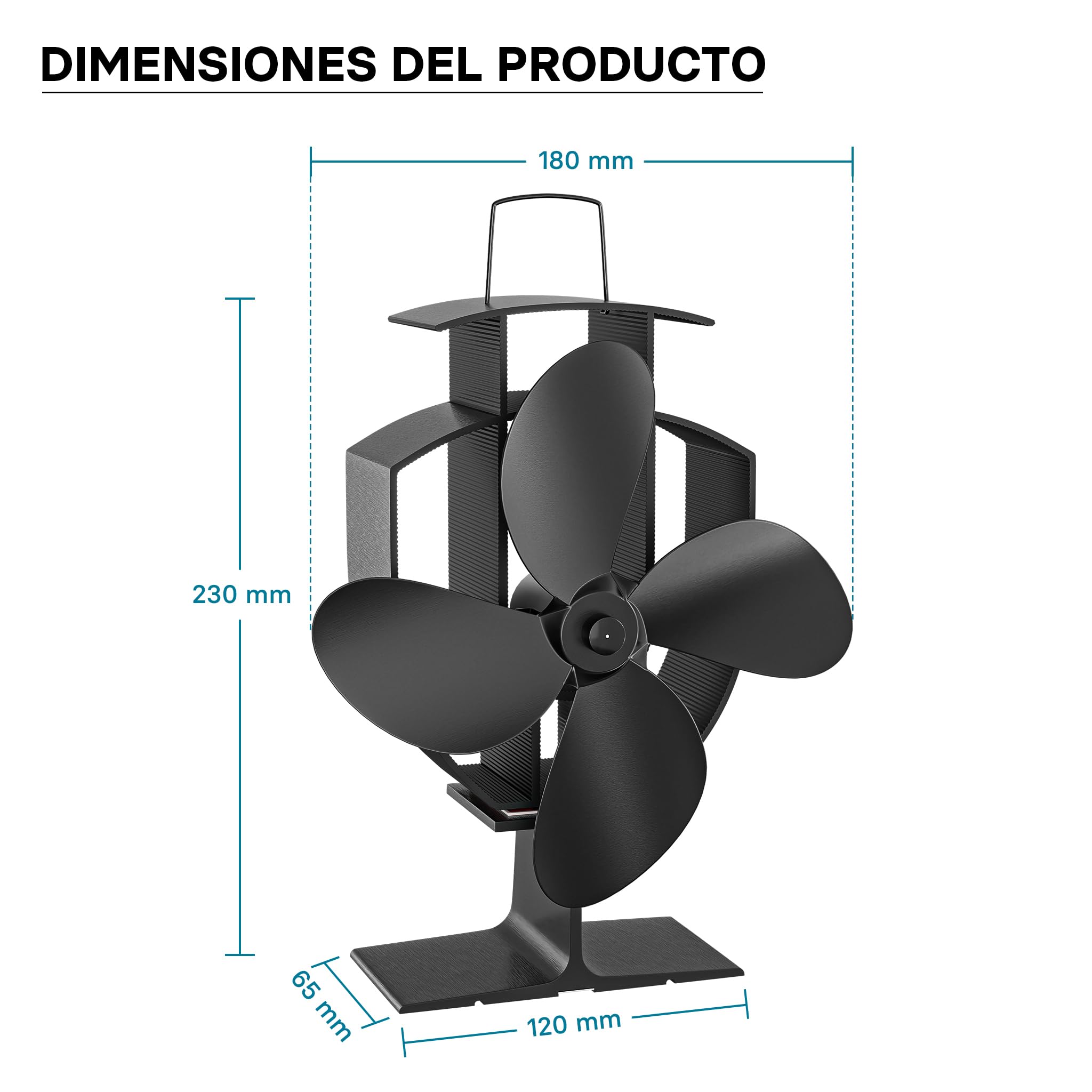 WilTec Ventilador de estufa con 4 palas ventilador de chimenea 50-300°C accionado por calor sin corriente