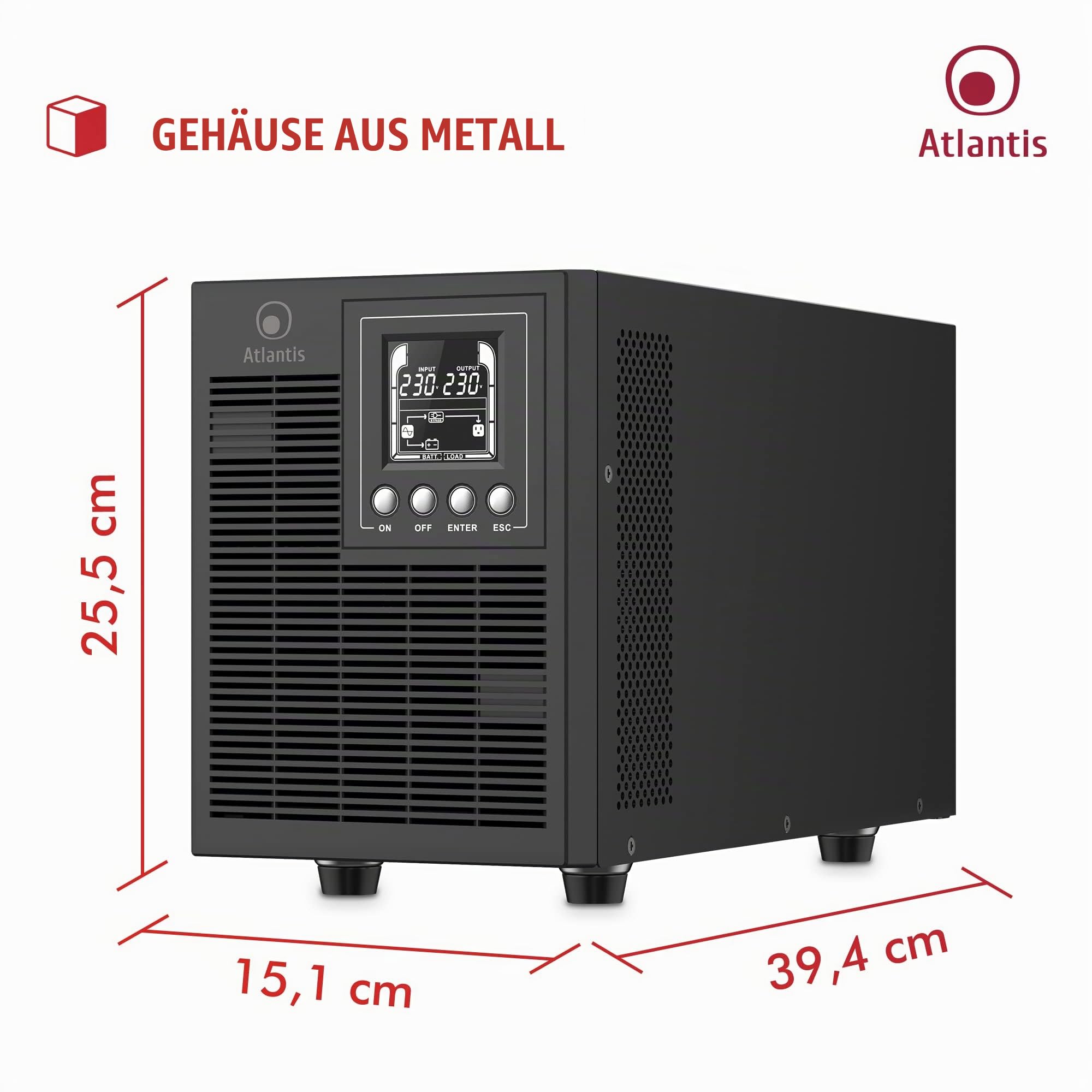 Atlantis Online-USV 1500 VA/1350 W mit Doppelwandler
