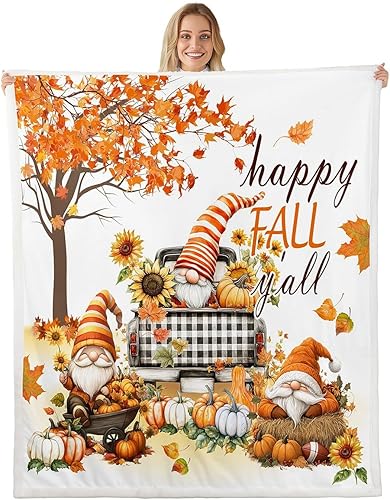 Miniatura 13 de Fall Sunflowers Throw Blanket,Thanksgiving Day Pumpinks Bed Plush Blanket for Living Room Decor,Rustic Geometric Grids Couch Bed Sofa Soft Cozy Kids