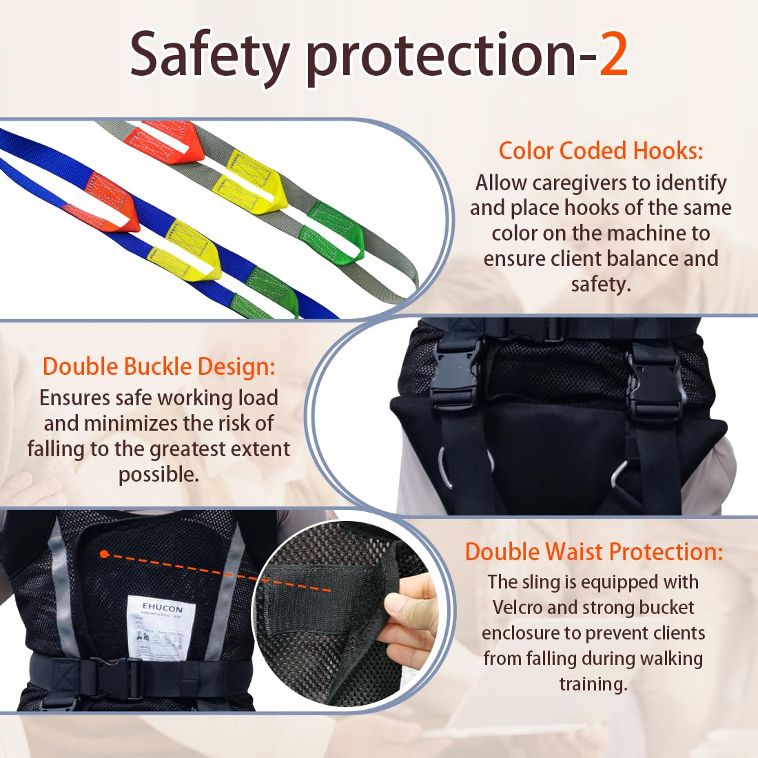 Imbracatura imbottita comoda per il sollevamento del paziente, imbracatura portatile per persone o handicap per ambulare l'allenamento di supporto, carico di sicurezza 226,8 kg
