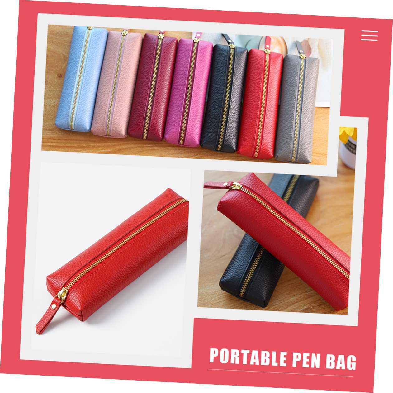 Ciieeo 3pièces Trousse De Rangement Portable pour Et Fournitures Scolaires Étui à Crayons Compact Et Décoratif pour Étudiants Et Artistes De Rangement Pratique Et Élégant Rouge