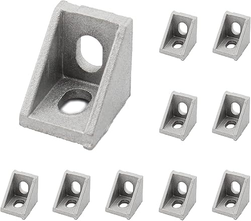 TTZEZE - Juego de 10 soportes de esquina de perfil de aluminio, 0.787 x 0.669 x 0.787in en forma de L, conector de soportes L para perfil de