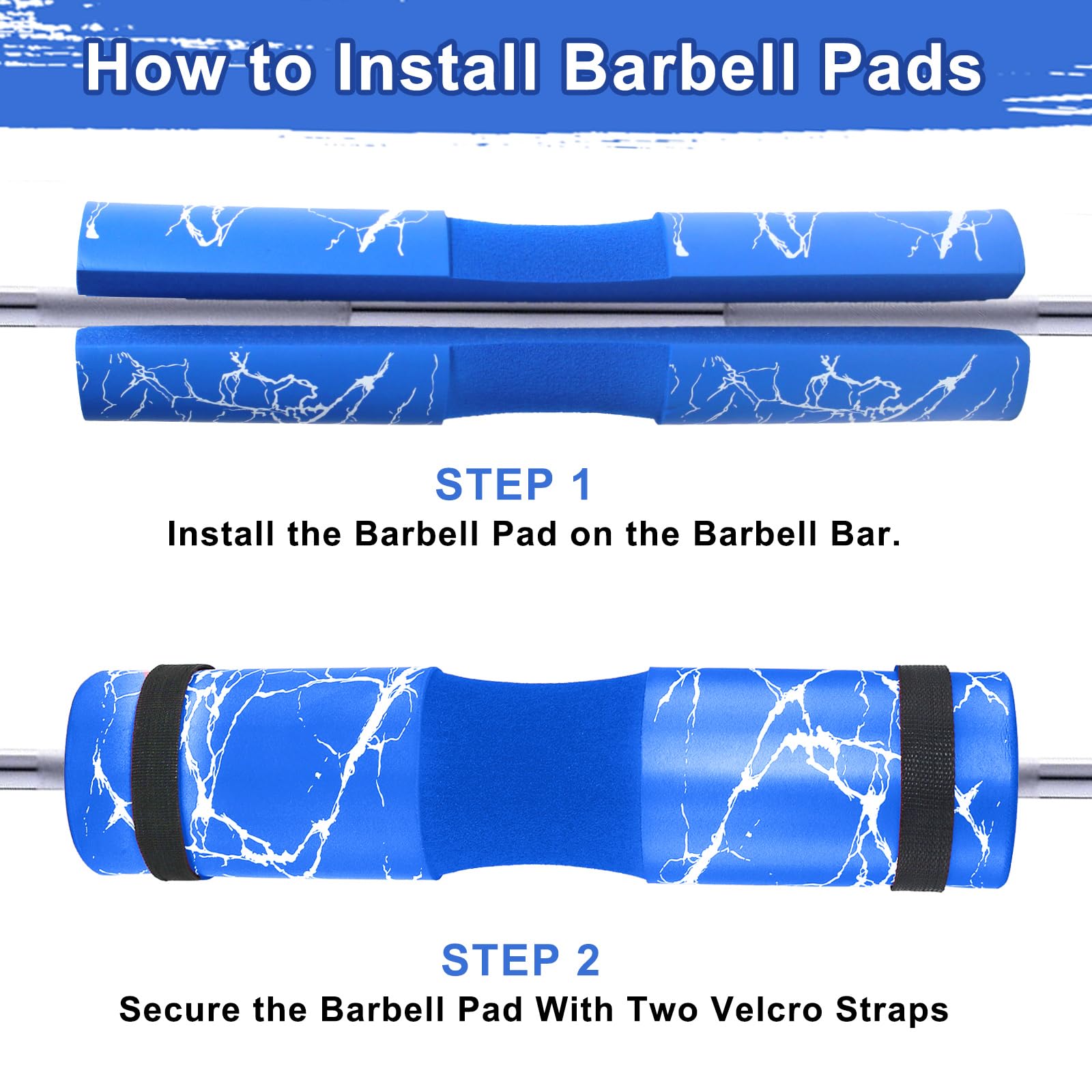 Dickplay Barbell Pad Squat Pad Comfy Extra Thick Foam Padding for Hip Thrusts Gym Fitness Work Out Heavy Duty Weightlifting Comfortable Squats Lunges Glute Bridges Fit Standard and Olympic Bars,Blue - Image 4