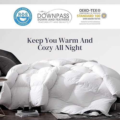 Miniatura 6 de Globon Lujoso edredón de plumón de plumas tamaño King relleno de edredón esponjoso de colección hotelera pesado para invierno 100 algodón suave con