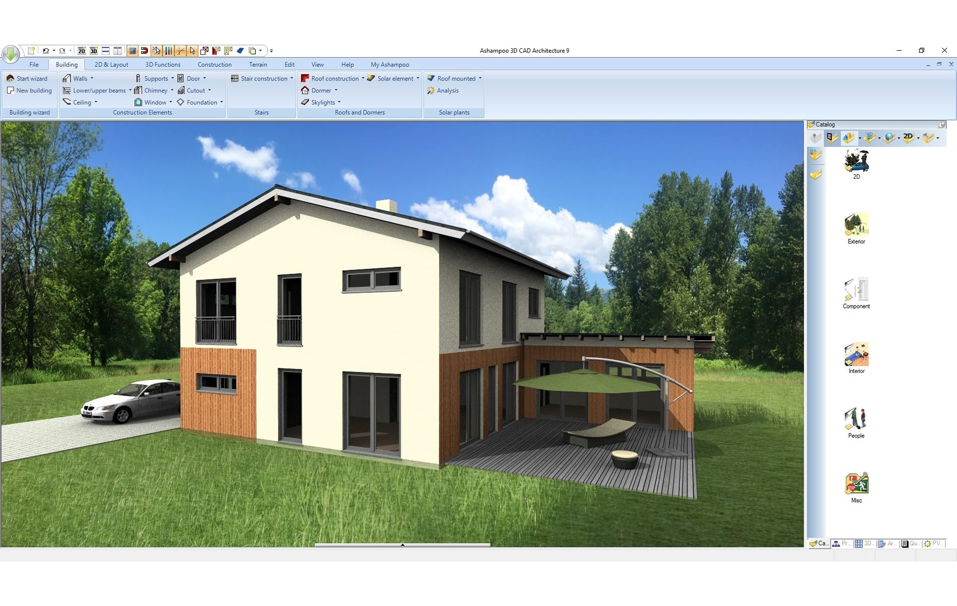 3­D CAD Architecture 12⁠ - design Software for house, garden, balcony, photovoltaic, walls - 2D 3D objects for Win 11, 10