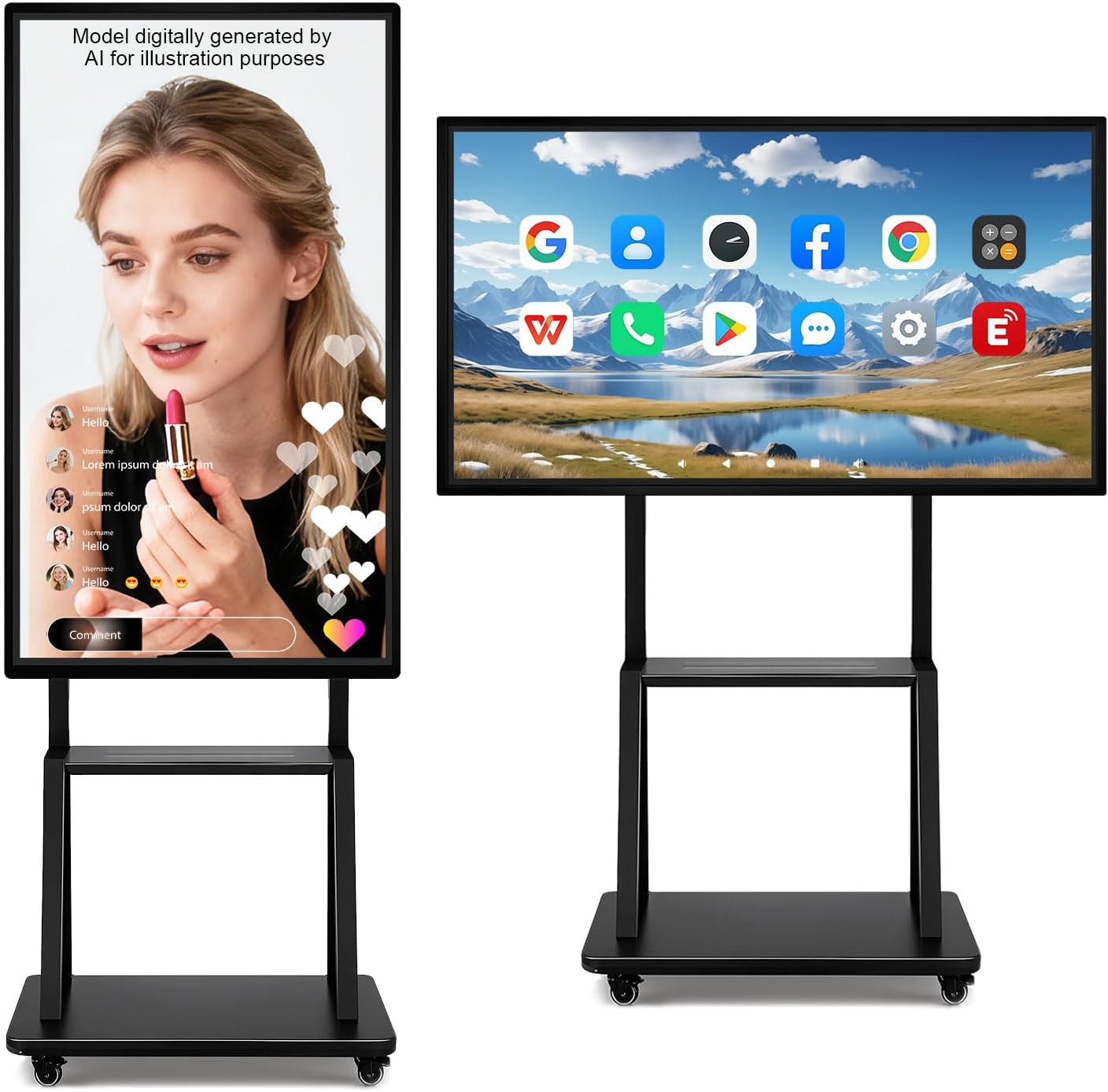 Smart Board, 49 Inch Digital Electronic Whiteboard with 8-Core CPU, Support 8K UHD Decoding, Smartboard for Classroom, Screen Mirroring for Live Streaming, Advertising(Board Only)
