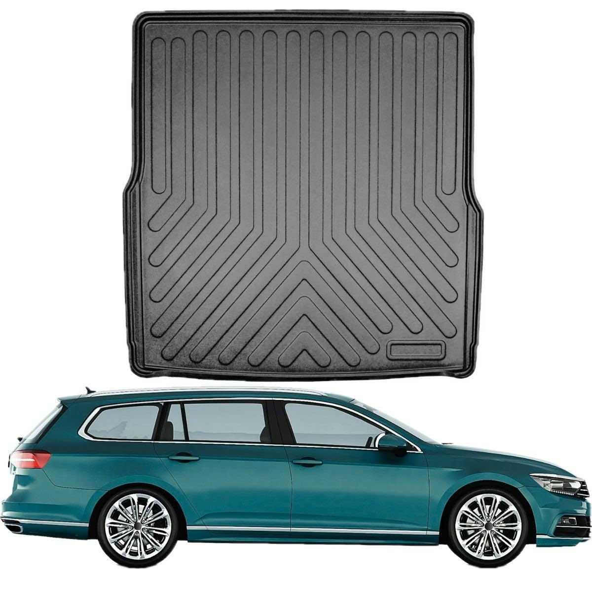 Rizline Dokładnie dopasowana mata do bagażnika 3D, kompatybilna z VW Passat B8 Variant Kombi 2015-2023, mata ochronna, akcesoria samochodowe, mata antypoślizgowa, ochrona krawędzi, TPE czarna