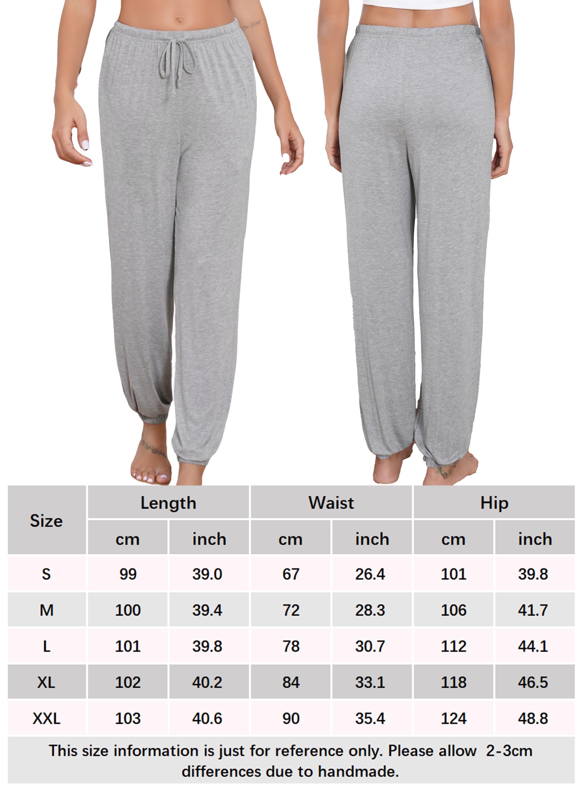 Lovasy Pantalones de Pijama Mujer Largo Modal Pijama Ancho Mujer Pantalón con Bolsillos y Cordón