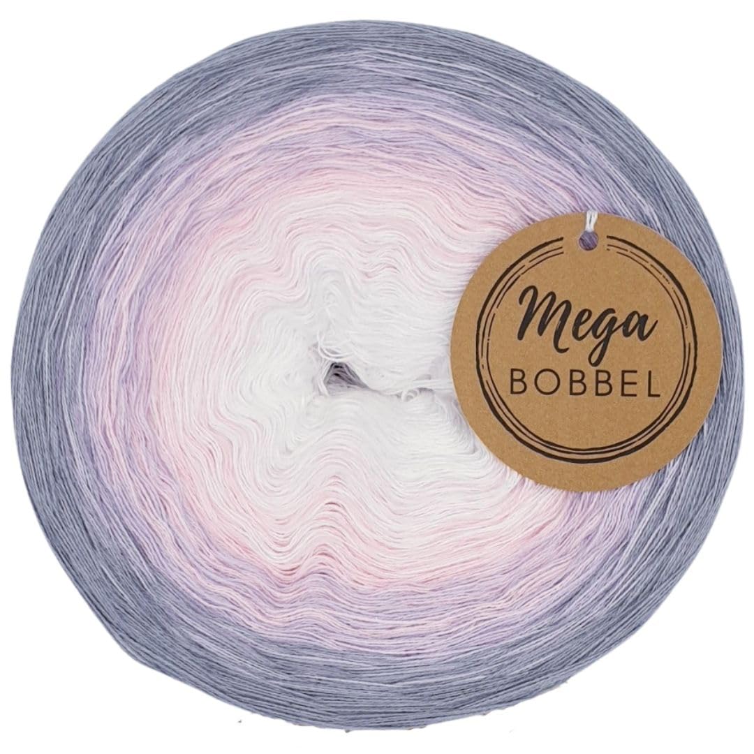 MegaBobbel*Zartes Glück*A98* (Außenfarbe: Stahl) Farbverlaufsgarn - Lace Garn Bobbel Wolle zum Häkeln & Stricken - 50% Baumwolle/50% Polyacryl (4 fädig, 3750m)